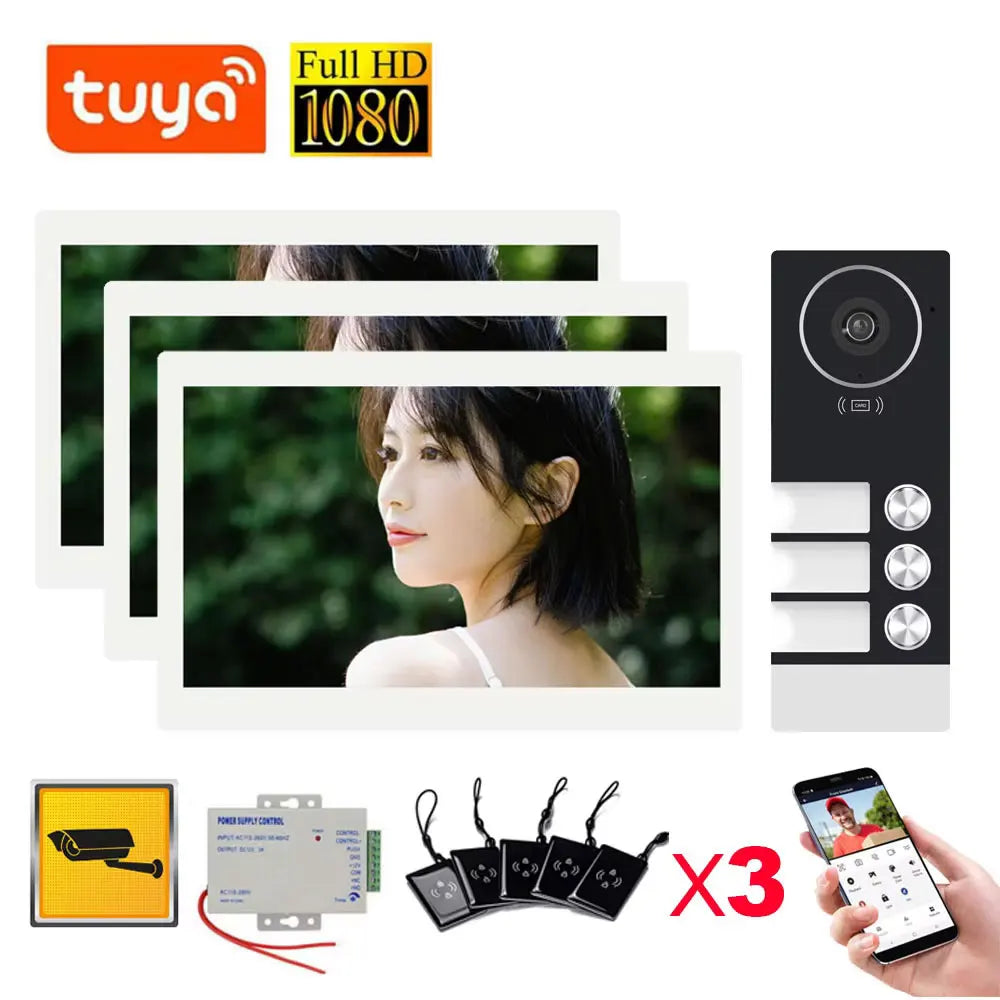 WiFi 10 Inch Video Door Bell Intercom System with RFID Doorbell Camera Family Multi Nits Apartment Video Door Phone Intercom