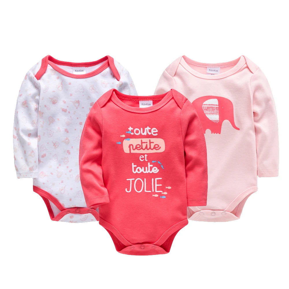 3/5/6 Pcs/Set  Baby Girls Clothing Set Red Deer Christmas Cute Printing Baby Bodysuit Long Sleeve Kids Rompers Cotton for 3-24M