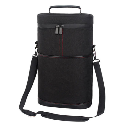 Portable Outdoor Wine Cooler Bag, Holds 2 Bottles 750ml Red Wine Beer, Handheld Insulated Travel Wine Carrier with Glass Storage