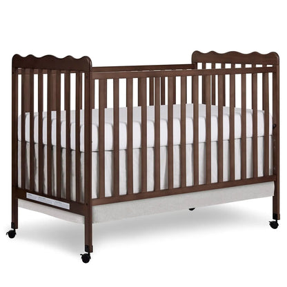 White 3-in-1 Convertible Baby Crib with 4 Height Adjustments, Toddler Bed Conversion & Locking Wheels