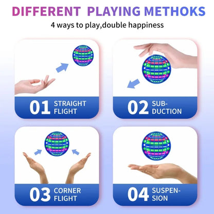 Pro Magic Hand Controlled Flying Ball with Glow LED Lights and Hover Spinner, 360° Rotating Outdoor Fidget Toy for Teens & Adult