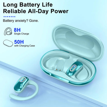 Open Ear Wireless Earbuds Bluetooth 5.4 Headphones 50H Battery Life IPX7 Waterproof Touch Control Running Sport Earphones.
