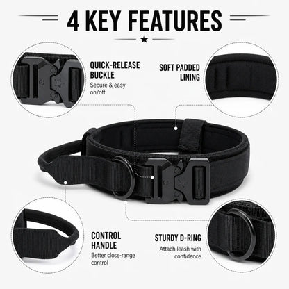 Tactical Dog Collar with Handle Heavy Duty Nylon Collar for Medium Large Dogs Adjustable Camo Pet Collar with Metal Buckle