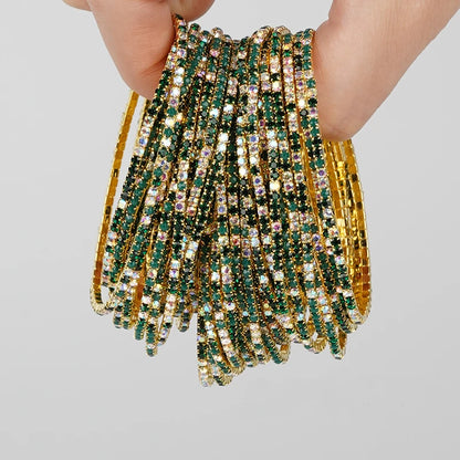 5pcs Fashion Colorful Acrylic Crystal Rhinestone Elastic Bracelet for