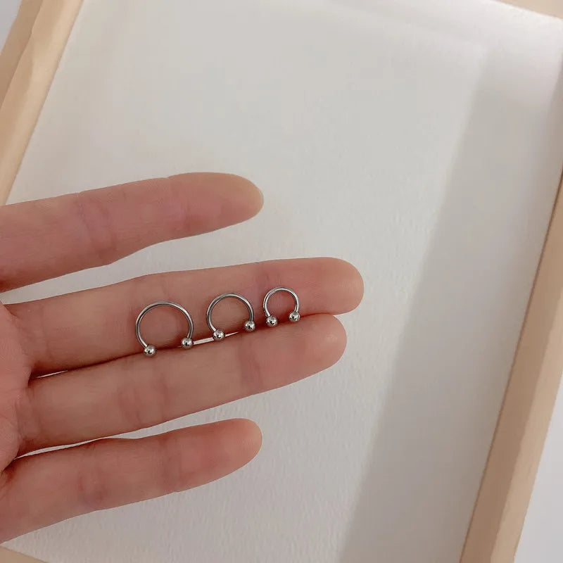 2Pcs Stainless Steel Crystal CZ Tragus Piercing Helix Studs Earrings For Women Girls Hoop Nose Ring Body Piercing Jewelry