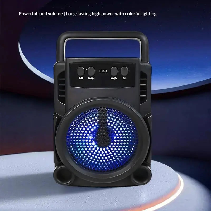 Bluetooth Speaker With Stylish Design High-Quality Sound Long Battery Life, Ambient Lighting Portable Subwoofer And Loud Volume