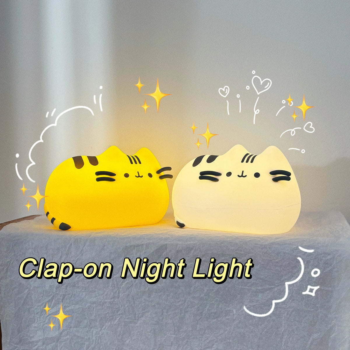 Kawaii Pusheen Night Light Desk Accessories Reading Light Table Lamp Glow in The Dark Christmas Gift Party Favor