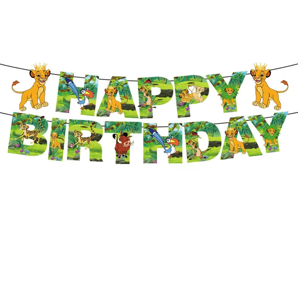 Lions Thme Boy Birthday Party Decorative Supplies Paper Cup Plates Napkin Caketopper Balloon For  Baby Shower Parties Decoration