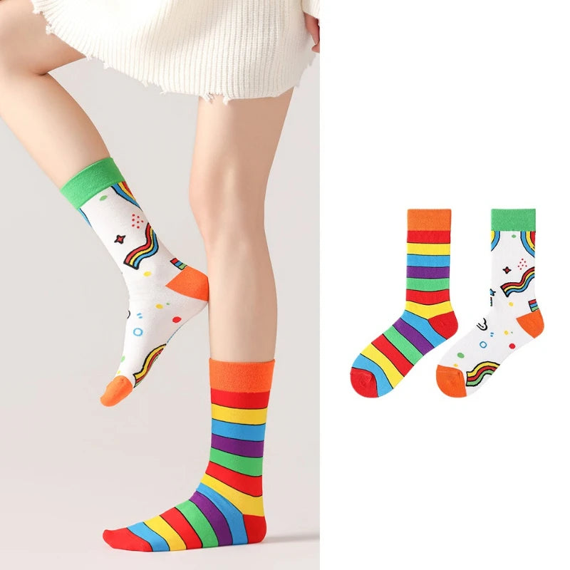 New Creative Cartoon Dog Ins Animal Trendy Socks Jacquard Cotton Socks Couple Mid length Fashion Skateboarding Socks