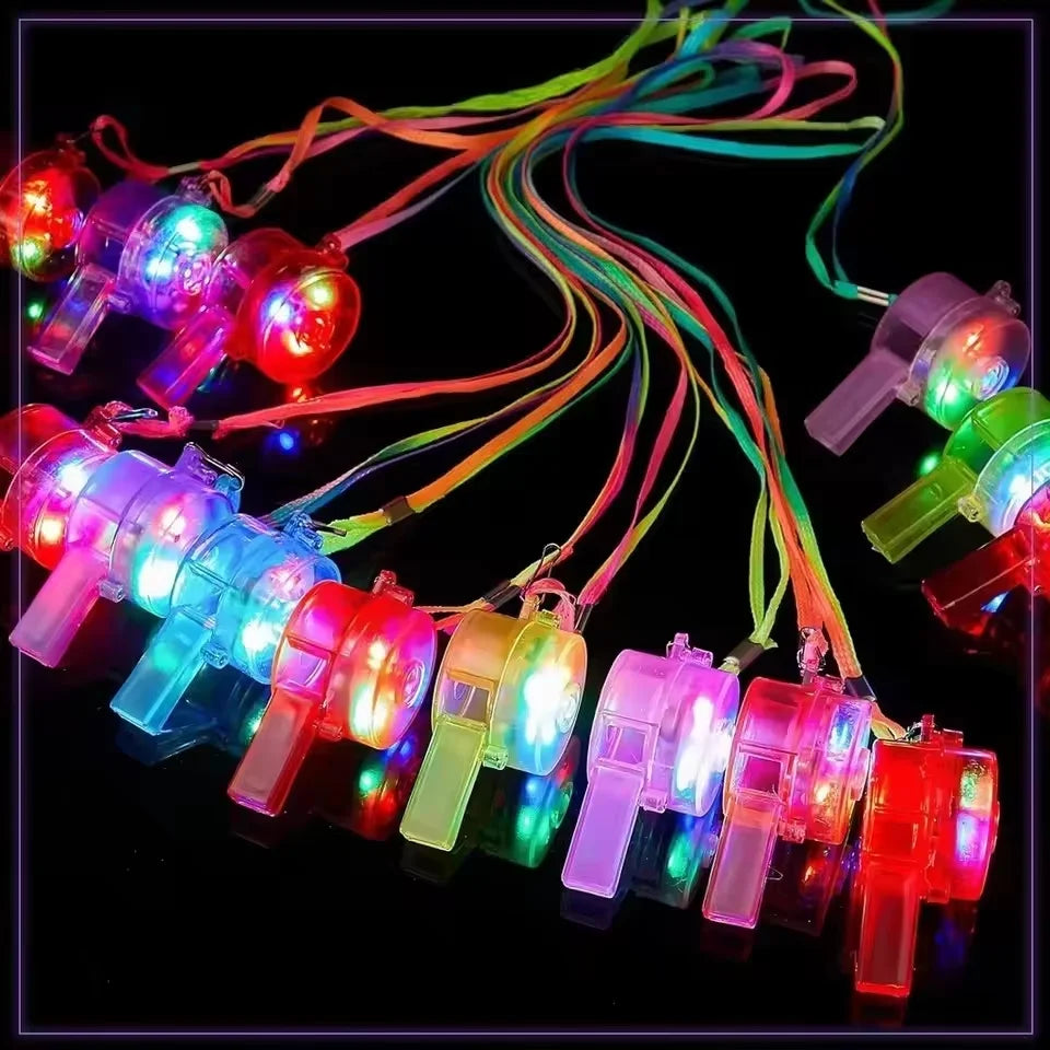 10-50pcs LED Light Up WhistlesToys Glow in the Dark Noice Makers Necklace with Lanyard Glow Whistles Party Supplies Whistles