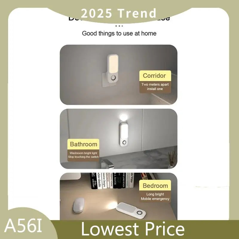 ABDD LED Induction Night Light Intelligent Wireless Plug-In Aisle Corridor Night Bedroom Night Light With Flashlight EU-PLUG