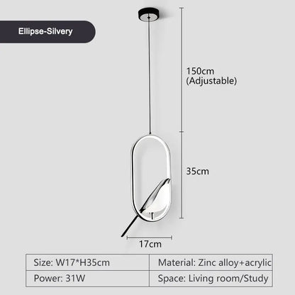 Rotatable Magpie Bird LED Pendant Light for Bedside Bedroom Indoor Gold Silver Hanging Lighting Chandelier Lamps Foyer AC85-265V