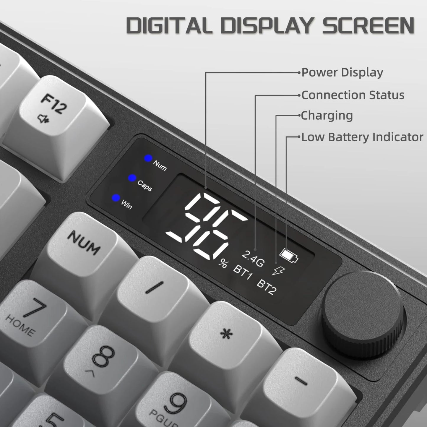 M96 Wireless Keyboard and Mouse Set, Bluetooth&2.4G, Smart Screen, 96 Keys, RGB, Silent Keyboard Mouse Combo