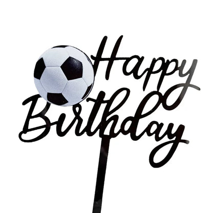 New Football Happy Birthday Cake Topper Decoration Basketball Tennis Rugby Acrylic Kids Party Gift Cake Toppers Baking Supplies
