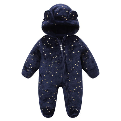 Newborn Baby Flannel Rompers Soft Warm Autumn Winter Bodysuit for Boys & Girls Cartoon Print Jumpsuit 0-19M Newborn Baby Clothes