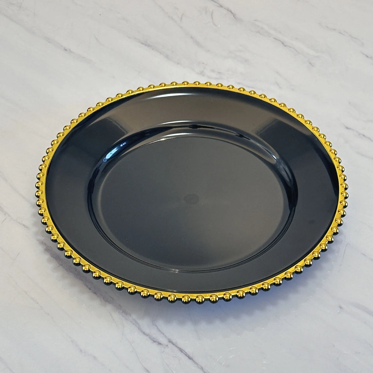 Nordic Style Plastic Steak Plate Gold Rimmed Fruit Salad round Dish Western Dinner Party Dinnerware Plate Decorative