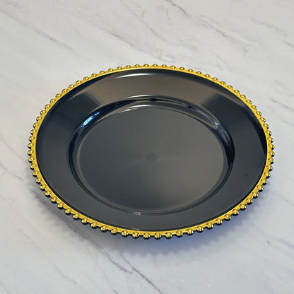 Nordic Style Plastic Steak Plate Gold Rimmed Fruit Salad round Dish Western Dinner Party Dinnerware Plate Decorative