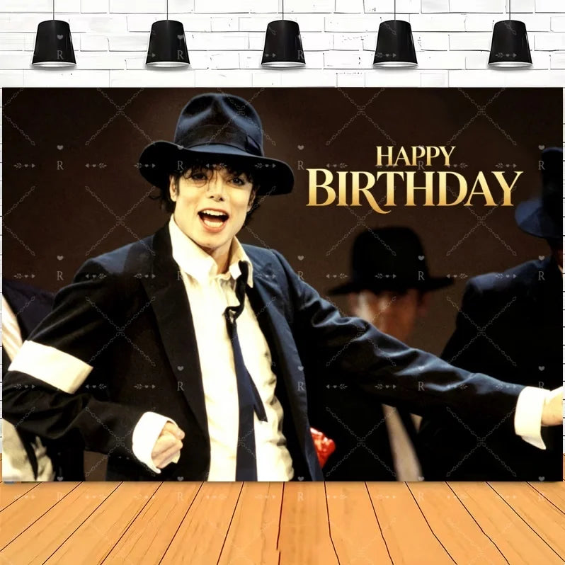 Michael Jacksons Birthday Party Decorations Fans Party Supplies Cake Topper Balloons Background Photo Studio Photography Props