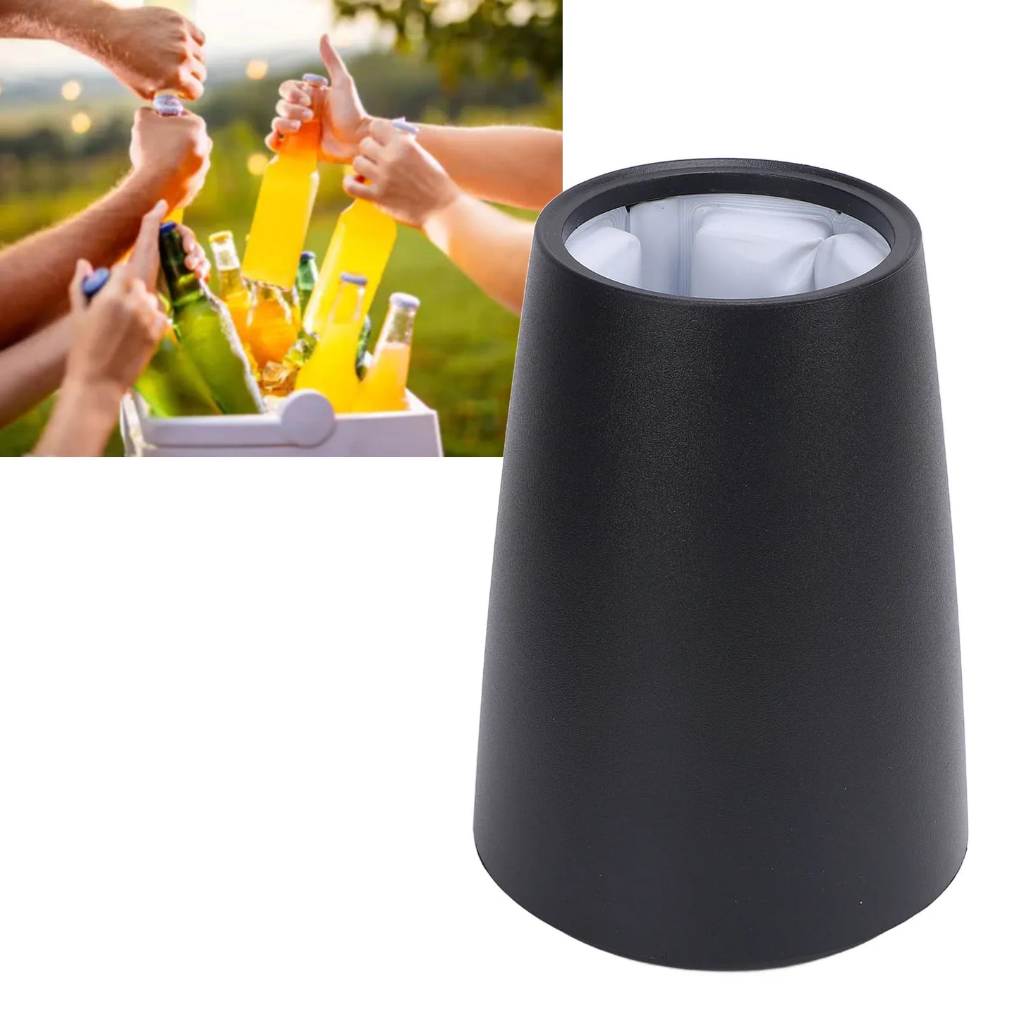 1PC Frosted Plastic Insulated Bucket Quick Cooling Wine Chiller Bottle Champagne Chiller Dry Clean Gel Pack Portable for Party