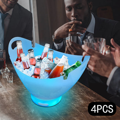 Bluetooth LED Ice Bucket 1.85Gal 7‑Color Light Rechargeable Speaker Wine Cooler Large Capacity with Hidden Handles Non‑Slip Base for Party Home Bar Gift BBQ