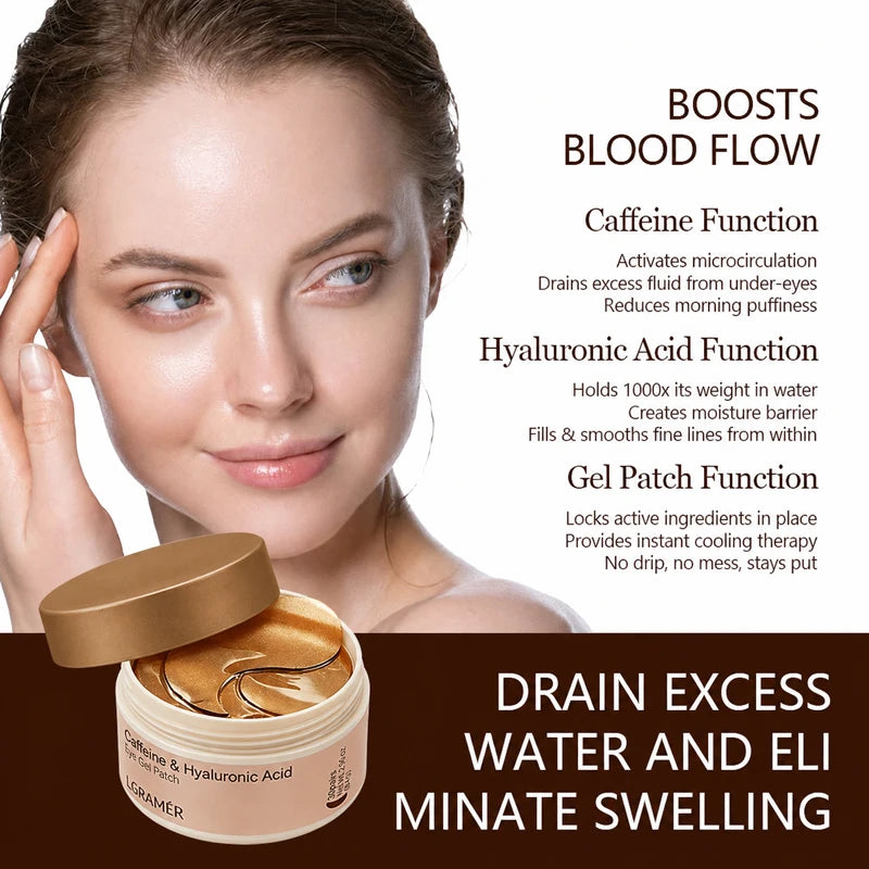 A Box of 60 Caffeine Nicotinamide Radiant Firming Eye Masks, for Face & Eye Releasing, Moisturizing Firming, Alcohol-Free Unisex