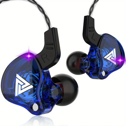 QKZ AK6 Copper Driver HiFi Wired Earphone 3.5MM Race Sport Headphone Bass Stereo Headset Music Earbuds In Ear With Mic,Gifts for Men,Christmas Gifts