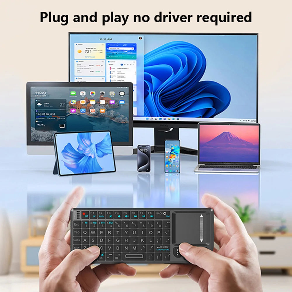 2.4G/Wireless Bluetooth Mini Keyboard Multifunctional Red Laser Keyboard With Touch Mouse Compatible For iOS Windows Android