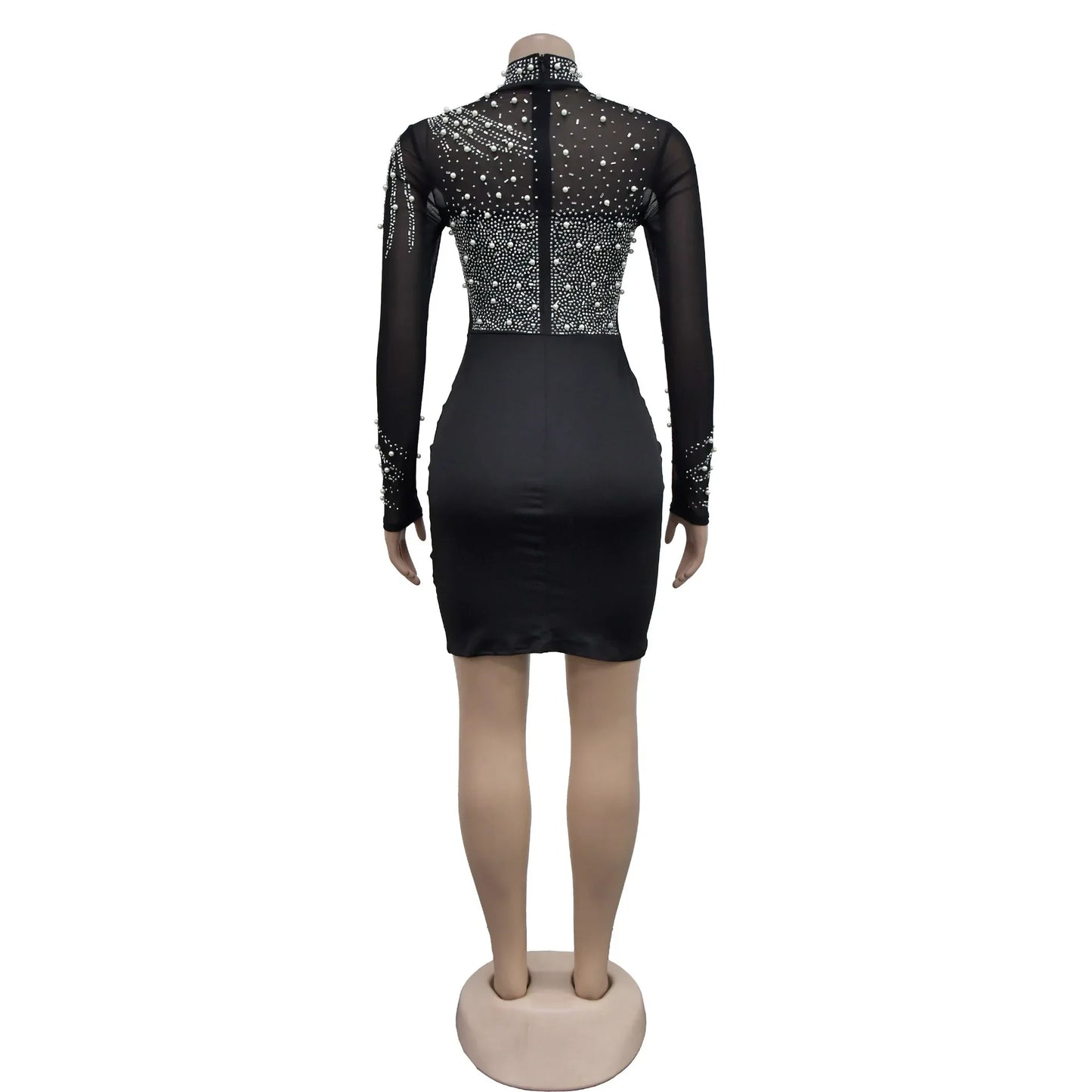 CM.YAYA Women Long Sleeve Mesh Diamonds Hot Rhinestones Mini Dress 2024 Summer Evenning Sexy Party Night Club Dresses Vestidos
