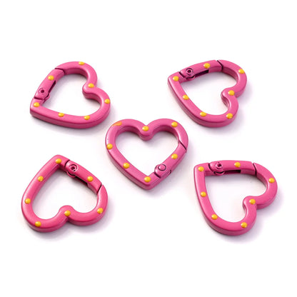 Heart-Shaped Lobster Clasp Connectors — Multicolor Metal Spring Clips