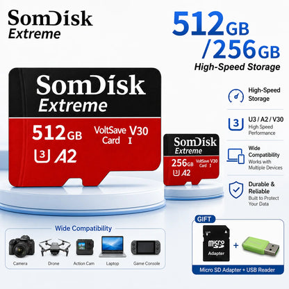 Micro TF/SD Card 512GB Large‑Capacity Memory Card 256GB 128GB SD Cards For Drone Dash Cam Tablet