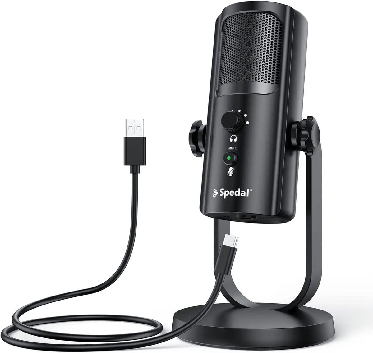 USB Microphone for PC Mac Gaming Recording Stream Podcast, Computer Condenser Mic with Phone Adapter Headphone Output