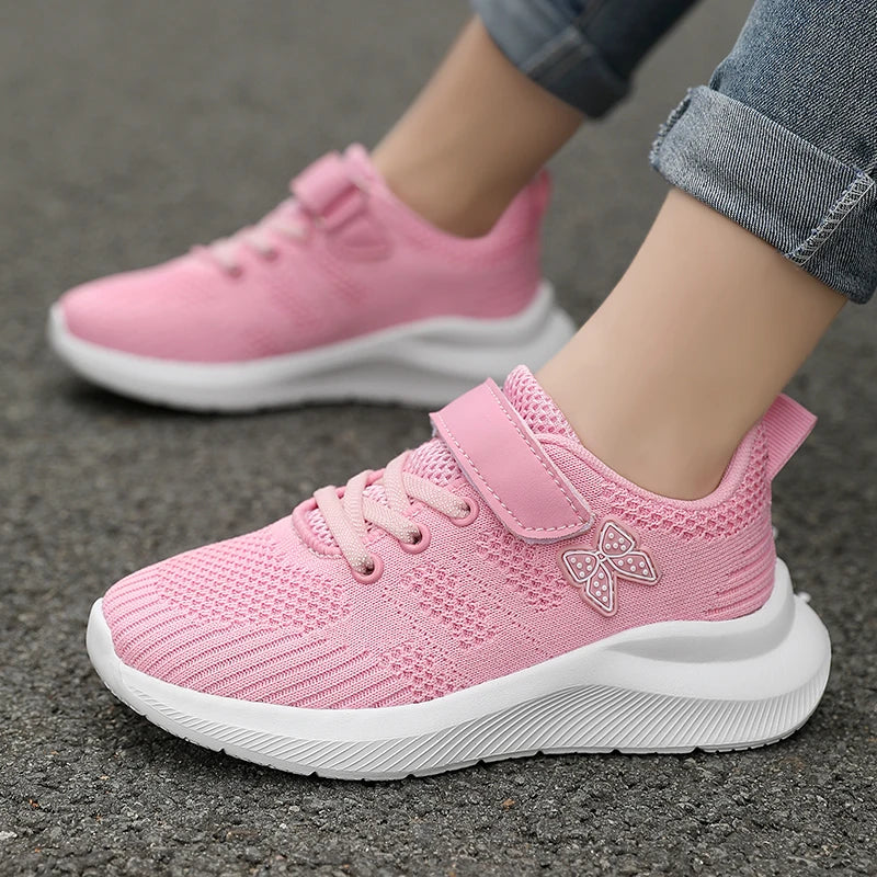 Children's sports shoes, girls' breathable leisure shoes, outdoor sports shoes, mesh surface anti slip fashionable running shoes
