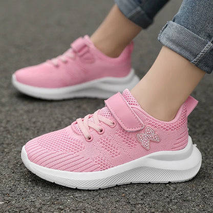 Children's sports shoes, girls' breathable leisure shoes, outdoor sports shoes, mesh surface anti slip fashionable running shoes