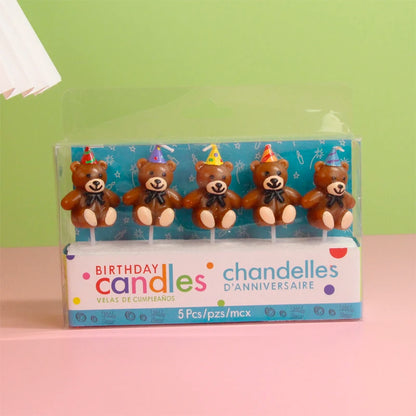 Hot Sale 5PCS Love Little Bear Happy Birthday Cake Candle Children's Tie Letter Bear Party Cartoon Cake Decoration