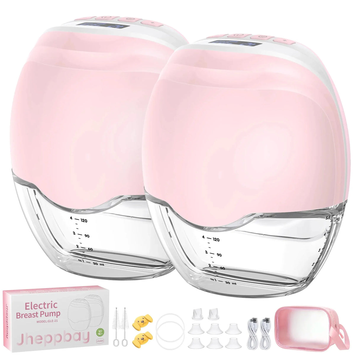 2pcs Electric Breast Pump, 3 Modes & 12 Levels Quiet Rechargeable, Portable, Automatic Milk Extractor for Breastfeeding