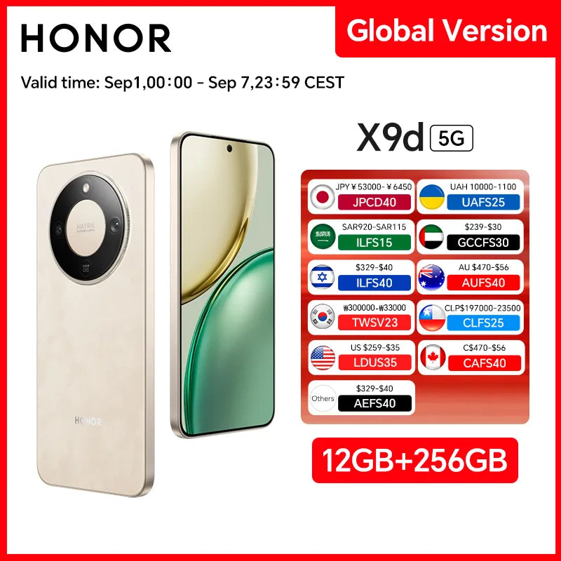 HONOR X9d Global Version 12GB+256GB 5G Smartphone 6.79'' 120Hz Screen 108MP AI Camera 8300 mAh 66W Super Charging