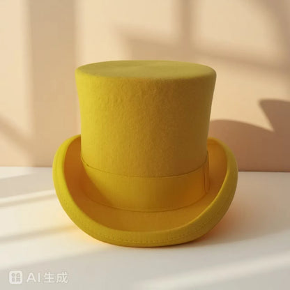 100% Wool Magic Top Hat & President Derby, Felt Jazz Cap & Equestrian Style, Gentleman Formal Hat Collection