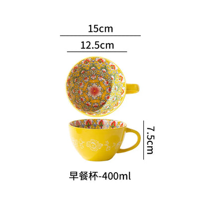 Ceramic Tableware Set Rice Bowl Serving Plate Creative Cutlery Soup Plate Noodle Handle Bowl Sauce Dish Steak Salad Fruit Plate
