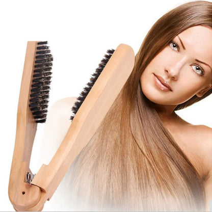 Hair Straightener Styling Comb Straightening Clamp Brush Mane Double Sided Hairdressing Ironing Straight Hair Styling Splint