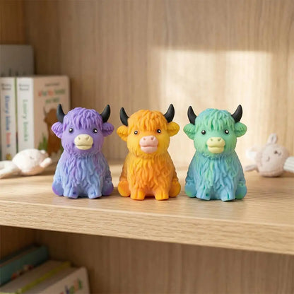 Highland Cow Squishy Toy Slow Rising Stress Relief Fidget Ball Cute Stuffed Animal Squeeze Toy for Kids Adults Birthday Gift