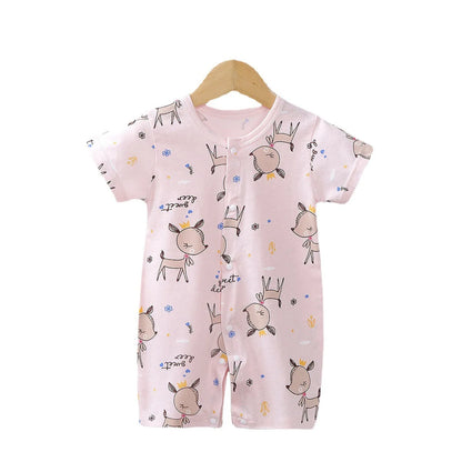 Newborn Short Sleeve Onesie Soft Breathable Lightweight Open Front Romper for 0-1 Year Baby Loungewear