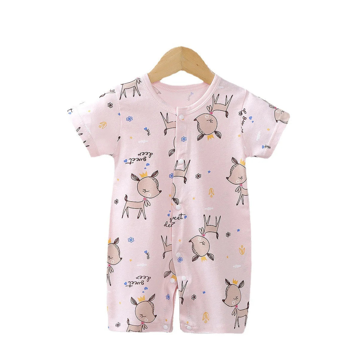 Newborn Short Sleeve Onesie Soft Breathable Lightweight Open Front Romper for 0-1 Year Baby Loungewear