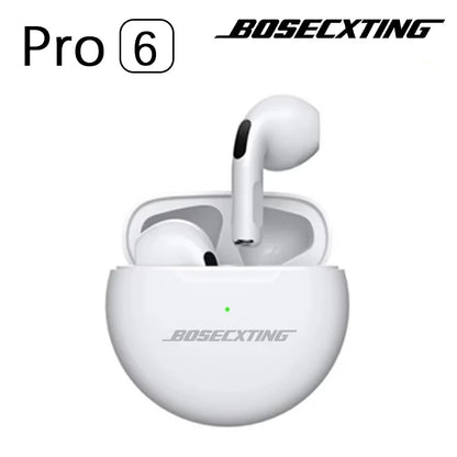 BOSECXTING Pro 6 True Wireless Earphone TWS 9D HiFi Ultra Long Battery Life Headphones Bluetooth Music Earbuds With Mic Portable