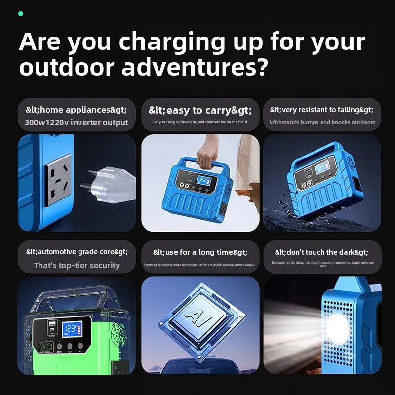 300W 200W Portable Power Station 200Wh Outdoor Energy Storage Powerbank 220V 110V AC Output Solar Generator for Camping Home Use