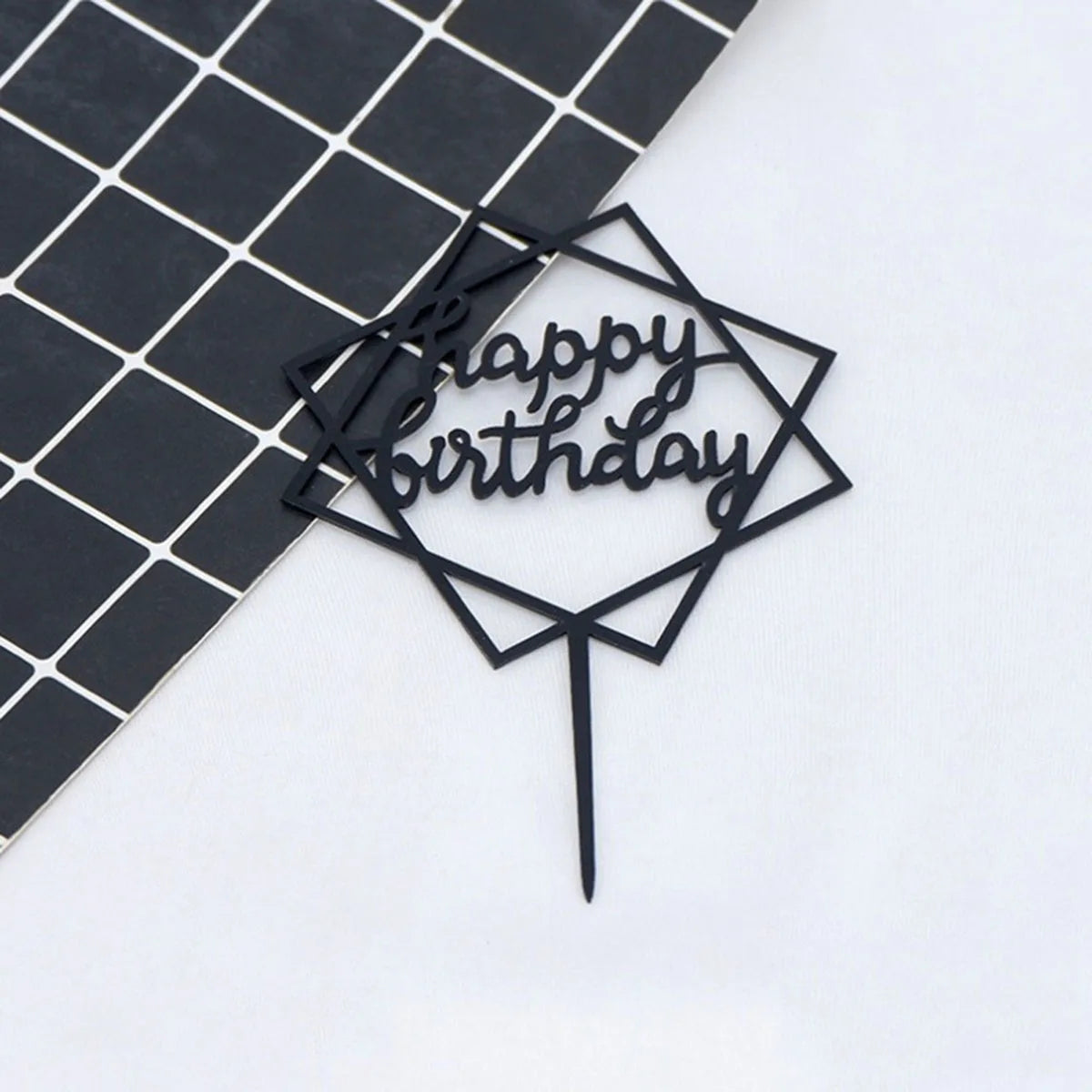 10pcs Multiple Styles Happy Birthday Cake Topper Black Gold Cake Toppers Baby Shower Cake Birthday Party Cake Flag Decorations