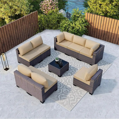 12 Piece Patio Furniture Set, Outdoor Wicker Sectional Sofa, Customized