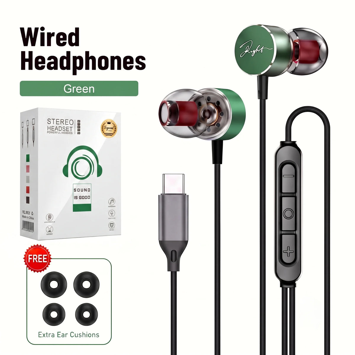Wired Earphones 9D Surround Sound Type C Headphones Volume Control Headset With HD Mic Earbuds For iPhone 17 Pro Samsung Galaxy