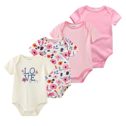 4pieces Newborn Baby Boy Clothes Cartoon Cotton Romper Summer Short