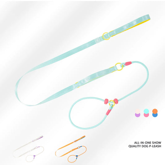 Double Handle Pet Dog Training Round Rope Light Weight Nylon P Chain Adjustable for Small Medium Dogs Walking Leash Pet Supplies