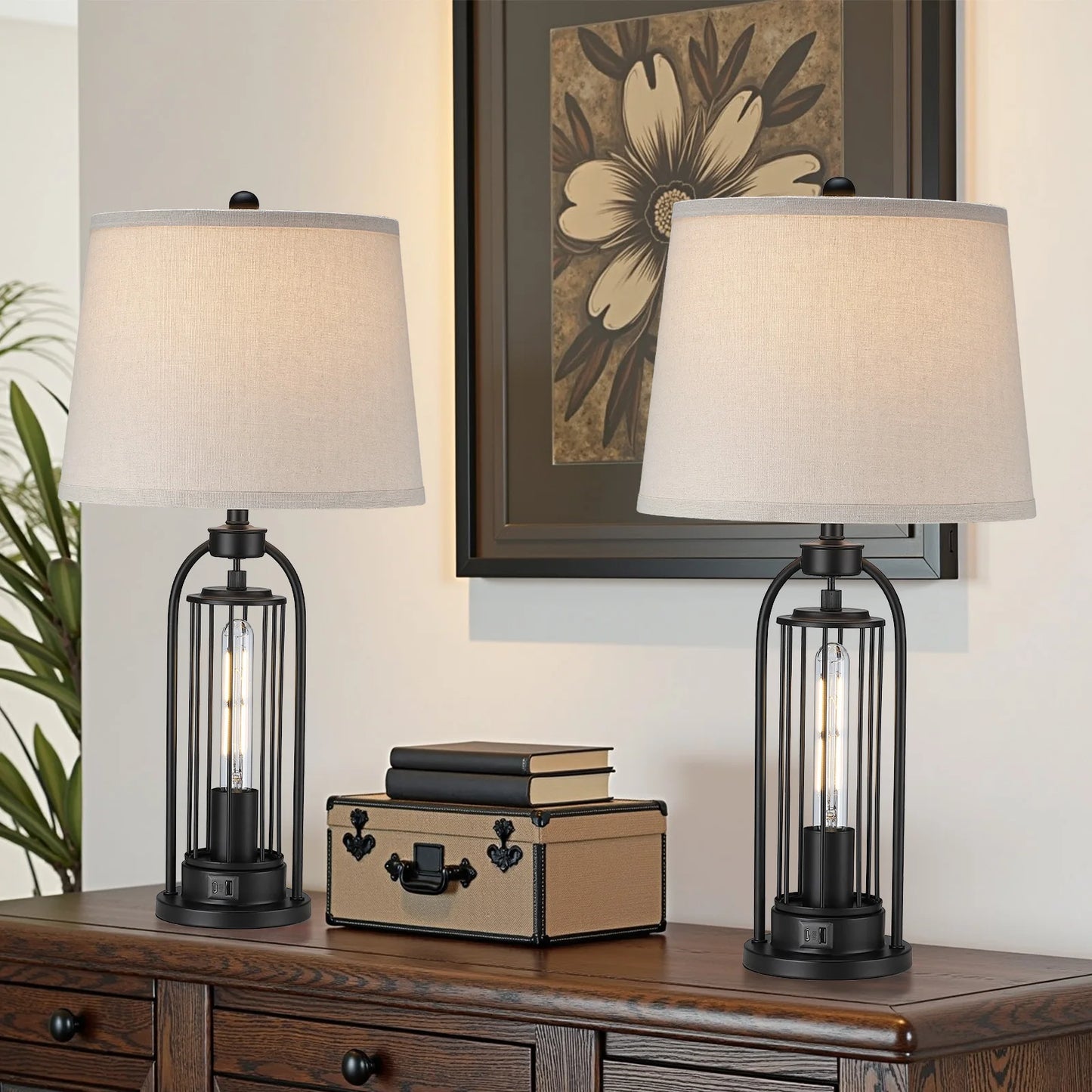 26 inch Desk Lamps Modern Dual LED lights up and down European Hardware base table lamp Hotel Guest Room Living Room Study Bedroom Bedside Decorative Lighting Lamps USB power interface